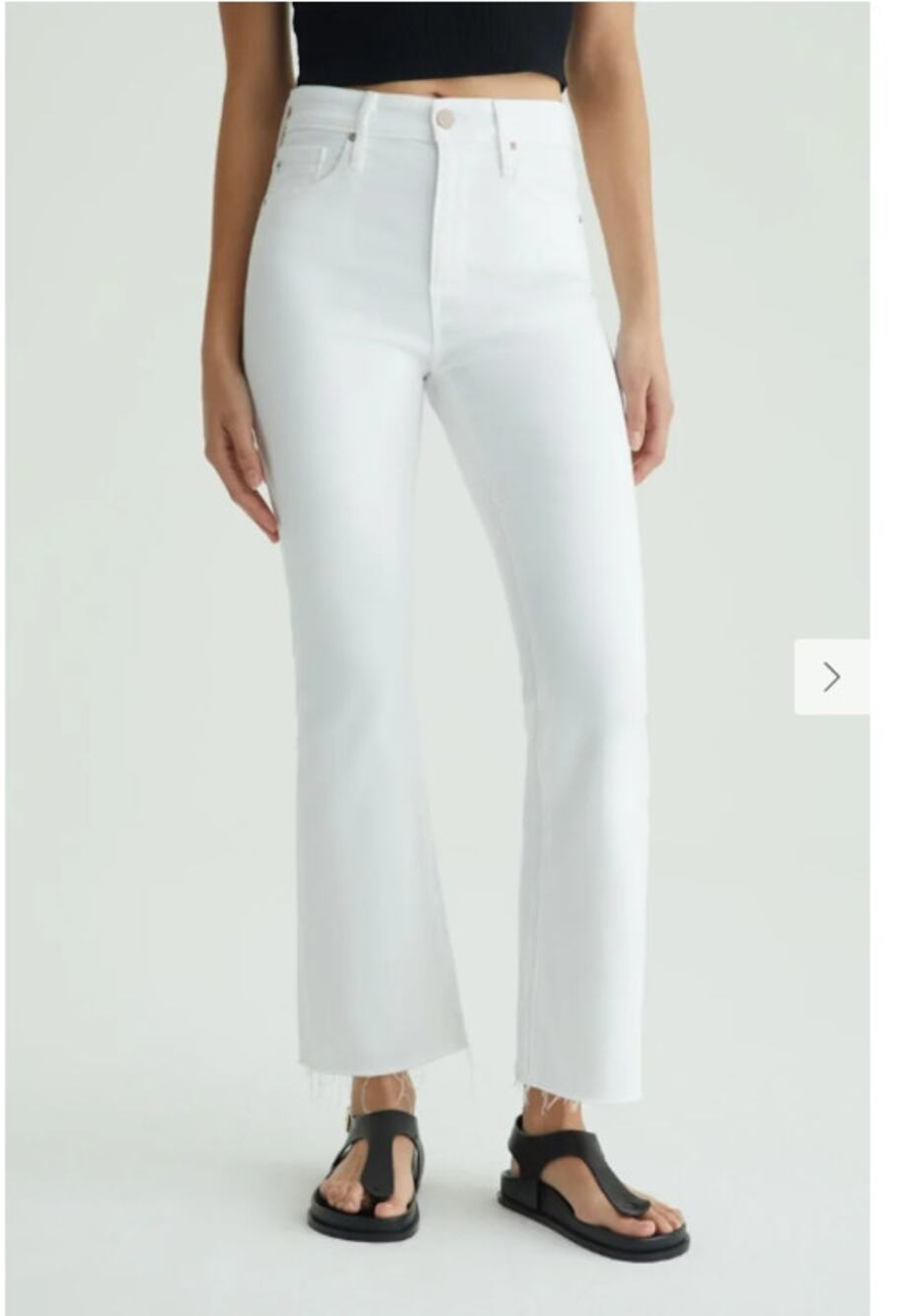 NEW AG Farrah Boot Cut Crop Jeans Size 30 White High Waist Raw Hem